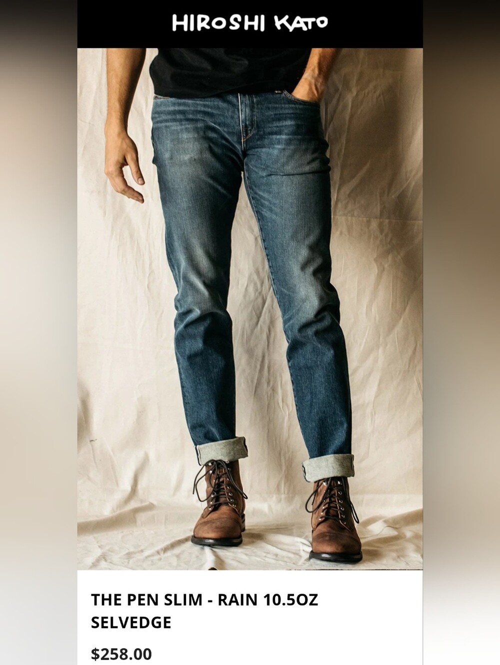 Hiroshi Kato The Pen Slim Selvedge Jeans In Rain Sz 32 X 30. Stretch Men's Denim